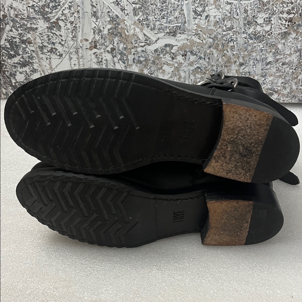 Frye Black Leather Buckle Ankle Boots - Picture 7 of 10